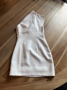 Acler One-Shoulder Cream Mini Dress